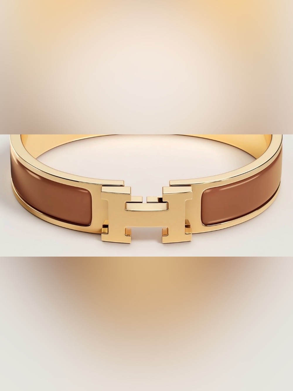 H Brown Enamel Bracelet in Gold